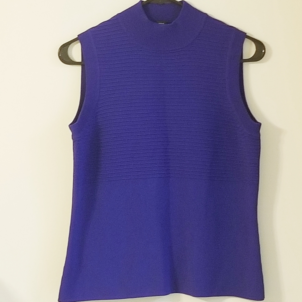 Cable and Gauge Blue Turtleneck Sleveeless Top SzM